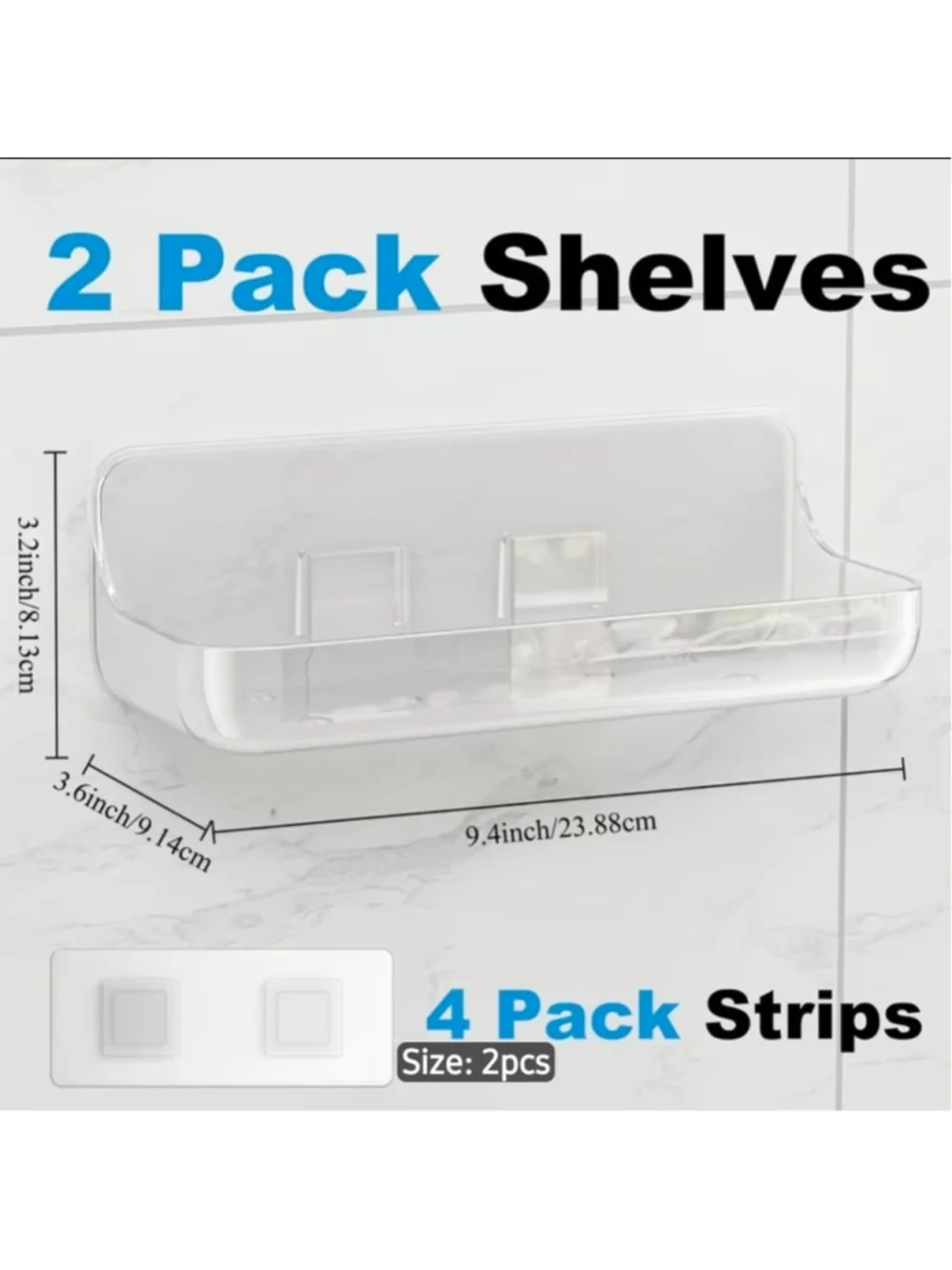 Clear Plastic Bathroom Storage Shelves 2 pcs NWOT
